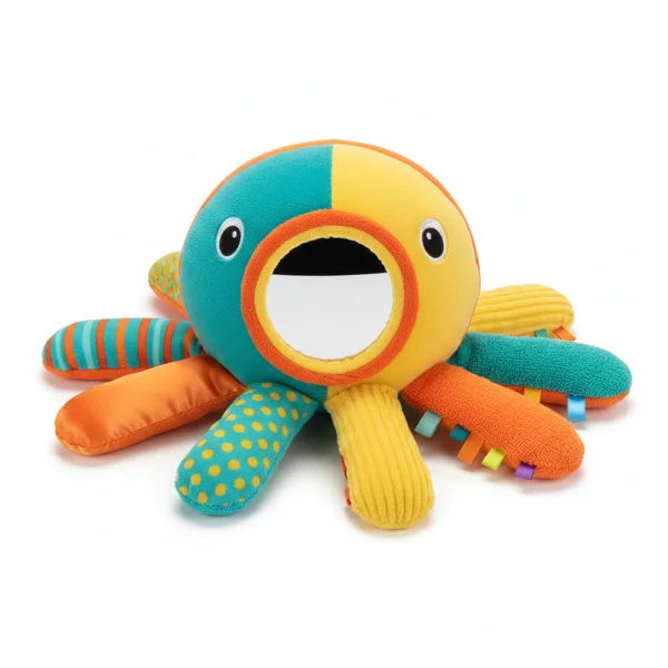 Fehn Activity Octopus pulpo de actividades para bebés recién nacidos con texturas y espejo