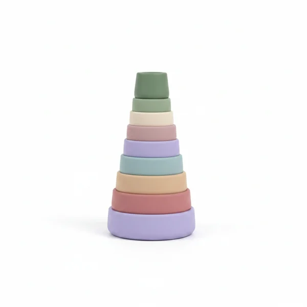mushie vasos apilables en silicona de colores pastel para bebés a partir de 3 meses